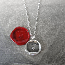 Load image into Gallery viewer, Silver Heart Wax Seal Necklace - My Heart Is Yours motto - RQP Studio