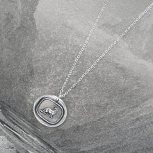 Load image into Gallery viewer, Heraldic Cat Silver Wax Seal Necklace - Liberty Vigilance Courage