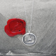 Load image into Gallery viewer, Heraldic Cat Silver Wax Seal Necklace - Liberty Vigilance Courage