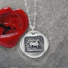 Load image into Gallery viewer, Silver Horse Wax Seal Necklace - High Spirited Equestrian Antique Wax Seal Jewelry - RQP Studio