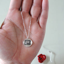 Load image into Gallery viewer, Silver Horse Wax Seal Necklace - High Spirited Equestrian Antique Wax Seal Jewelry - RQP Studio