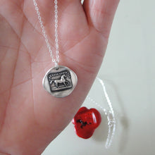 Load image into Gallery viewer, Silver Horse Wax Seal Necklace - High Spirited Equestrian Antique Wax Seal Jewelry - RQP Studio