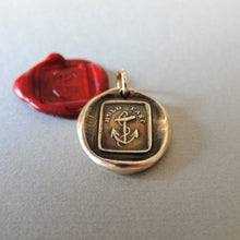 Load image into Gallery viewer, Hold Fast - Bronze Anchor Wax Seal Charm - Antique Hope Motto Pendant