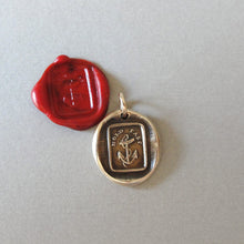 Load image into Gallery viewer, Hold Fast - Bronze Anchor Wax Seal Charm - Antique Hope Motto Pendant