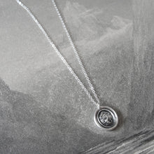 Load image into Gallery viewer, Honor And Virtue - Tiny Silver Lion Wax Seal Necklace Bravery Motto