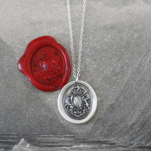 Load image into Gallery viewer, Honor Guide My Steps - Silver Wax Seal Necklace With Rampant Lions
