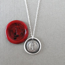 Load image into Gallery viewer, Anchor Wax Seal Necklace in silver - Hope Sustains Me - RQP Studio