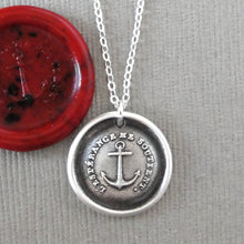 Load image into Gallery viewer, Anchor Wax Seal Necklace in silver - Hope Sustains Me - RQP Studio