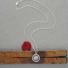 Load image into Gallery viewer, Horse Jumping Wax Seal Necklace In Silver - antique wax seal jewelry Overcome Obstacles Rise To Occasion