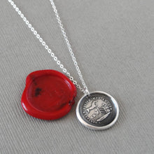 Load image into Gallery viewer, Horse Jumping Wax Seal Necklace In Silver - antique wax seal jewelry Overcome Obstacles Rise To Occasion
