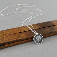 Load image into Gallery viewer, Horse Jumping Wax Seal Necklace In Silver - antique wax seal jewelry Overcome Obstacles Rise To Occasion
