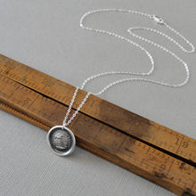 Load image into Gallery viewer, Horse Jumping Wax Seal Necklace In Silver - antique wax seal jewelry Overcome Obstacles Rise To Occasion