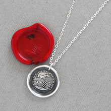 Load image into Gallery viewer, Horse Jumping Wax Seal Necklace In Silver - antique wax seal jewelry Overcome Obstacles Rise To Occasion