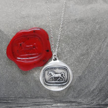 Load image into Gallery viewer, Make Haste Slowly - Silver Horse Wax Seal Necklace - Equestrian Jewelry