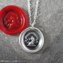 Load image into Gallery viewer, I Press Forward - Silver Wax Seal Necklace With Horse