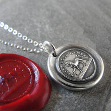 Load image into Gallery viewer, Horse Wax Seal Necklace - High Spirited Proud Yet Gentle - antique wax seal charm jewelry - RQP Studio
