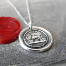 Load image into Gallery viewer, Horse Wax Seal Necklace - High Spirited Proud Yet Gentle - antique wax seal charm jewelry - RQP Studio