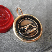 Load image into Gallery viewer, Hunting Dog Wax Seal Pendant - antique hound dog wax seal jewelry charm - RQP Studio