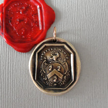 Load image into Gallery viewer, I Remain Unvanquished - Lion Wax Seal Pendant - Unbeaten - Antique Wax Seal Jewelry