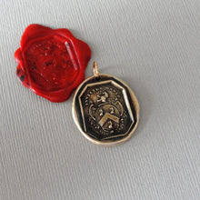 Load image into Gallery viewer, I Remain Unvanquished - Lion Wax Seal Pendant - Unbeaten - Antique Wax Seal Jewelry