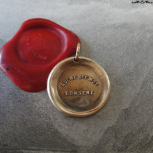 Load image into Gallery viewer, Silence Gives Consent Wax Seal Charm - antique wax seal charm jewelry - French motto quote proverb pendant - RQP Studio