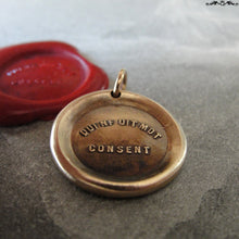 Load image into Gallery viewer, Silence Gives Consent Wax Seal Charm - antique wax seal charm jewelry - French motto quote proverb pendant - RQP Studio