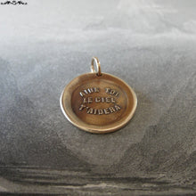 Load image into Gallery viewer, Heaven Helps Wax Seal Charm - antique wax seal charm jewelry - French motivational motto quote proverb pendant - RQP Studio