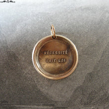 Load image into Gallery viewer, Necessity Knows No Law Wax Seal Charm - antique wax seal charm jewelry pendant - RQP Studio
