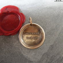 Load image into Gallery viewer, Necessity Knows No Law Wax Seal Charm - antique wax seal charm jewelry pendant - RQP Studio