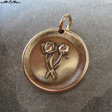 Load image into Gallery viewer, Tulip Wax Seal Charm - Viceroy tulip  antique wax seal jewelry in bronze - Language of Flowers - Fame - Stay Grounded - RQP Studio