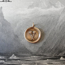 Load image into Gallery viewer, Tulip Wax Seal Charm - Viceroy tulip  antique wax seal jewelry in bronze - Language of Flowers - Fame - Stay Grounded - RQP Studio