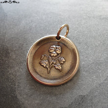Load image into Gallery viewer, Pansy Wax Seal Charm - antique wax seal jewelry pendant - Language of Flowers - Heart's-Ease "In My Thoughts" - RQP Studio