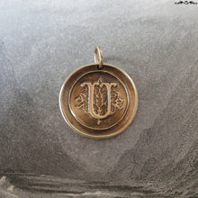 Load image into Gallery viewer, Wax Seal Charm Initial U - wax seal jewelry pendant alphabet charms Letter U - RQP Studio