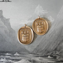 Load image into Gallery viewer, Wax Seal Charm - Flourish - antique wax seal jewelry pendant with Latin Strength motto tree crest - RQP Studio