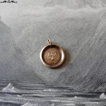 Load image into Gallery viewer, Friendship Wax Seal Charm - antique wax seal jewelry Good Friends French motto with Winged Hourglass - RQP Studio