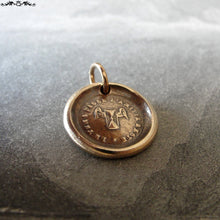 Load image into Gallery viewer, Friendship Wax Seal Charm - antique wax seal jewelry Good Friends French motto with Winged Hourglass - RQP Studio