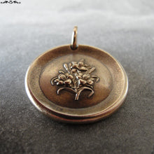 Load image into Gallery viewer, Lily Wax Seal Charm - antique wax seal jewelry with Lilies - Language of Flowers - Sweetness Purity - RQP Studio