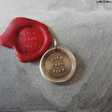 Load image into Gallery viewer, Everything Has A Price Wax Seal Charm - antique wax seal charm jewelry - French motto quote proverb pendant - RQP Studio