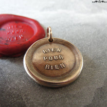 Load image into Gallery viewer, Everything Has A Price Wax Seal Charm - antique wax seal charm jewelry - French motto quote proverb pendant - RQP Studio