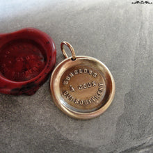 Load image into Gallery viewer, Think Of Those Who Suffer Wax Seal Charm - antique wax seal charm jewelry French motto quote proverb pendant - RQP Studio