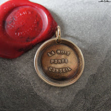 Load image into Gallery viewer, The Darkest Hour Is Just Before Dawn Wax Seal Charm - antique wax seal jewelry pendant French hope proverb by RQP Studio - RQP Studio