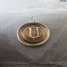 Load image into Gallery viewer, Wax Seal Charm Initial U - wax seal jewelry pendant alphabet charms Letter U - RQP Studio