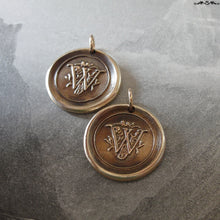 Load image into Gallery viewer, Wax Seal Charm Initial W - wax seal jewelry pendant alphabet charms Letter W - RQP Studio