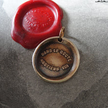 Load image into Gallery viewer, Bronze Wax Seal Pendant - When In Doubt Forbear - RQP Studio