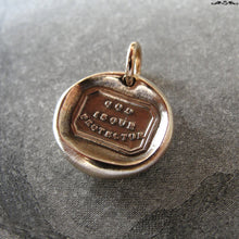Load image into Gallery viewer, God Is Our Protector Wax Seal Charm - antique wax seal jewelry Christian Faith Protection motto - RQP Studio