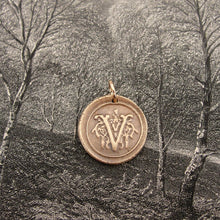 Load image into Gallery viewer, Wax Seal Charm Initial V - wax seal jewelry pendant alphabet charms Letter V - RQP Studio