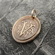Load image into Gallery viewer, Wax Seal Charm Initial V - wax seal jewelry pendant alphabet charms Letter V - RQP Studio