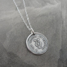 Load image into Gallery viewer, Lyre Wax Seal Necklace - music symbol harp antique wax seal charm jewelry French motto I Respond To Touch - RQP Studio