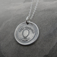 Load image into Gallery viewer, Good Journey Wax Seal Necklace - Hot Air Balloon antique wax seal jewelry Bon Voyage - RQP Studio