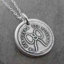 Load image into Gallery viewer, Wax Seal Necklace Love Knot - antique wax seal jewelry charm French motto Undo It Who Can - RQP Studio